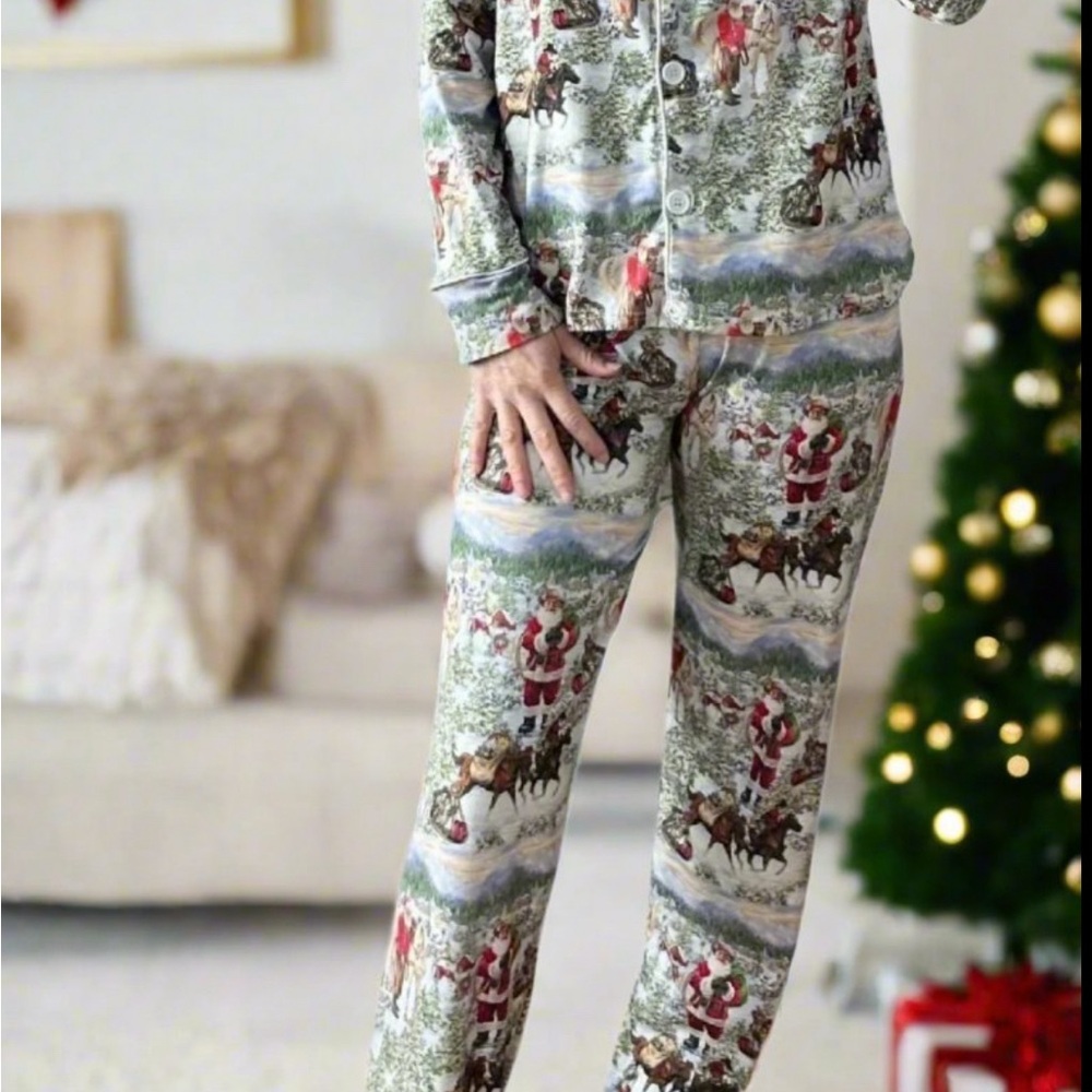 Family Cowboy Santa CHRISTMAS Pajamas / WESTERN Snowy Mountains Christmas Family - Picture 5 of 9